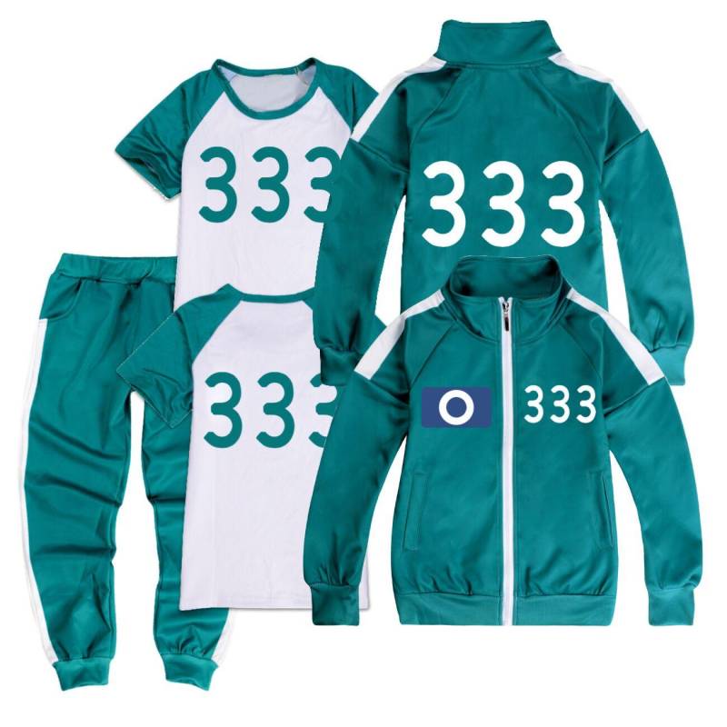 Kinder Jungen Mädchen Film Spiel Druck Lange Ärmel Reißverschluss Jacke Mantel T Shirt Hose Set Outfit Halloween Cosplay Kostüm 170cm von Joom DACH