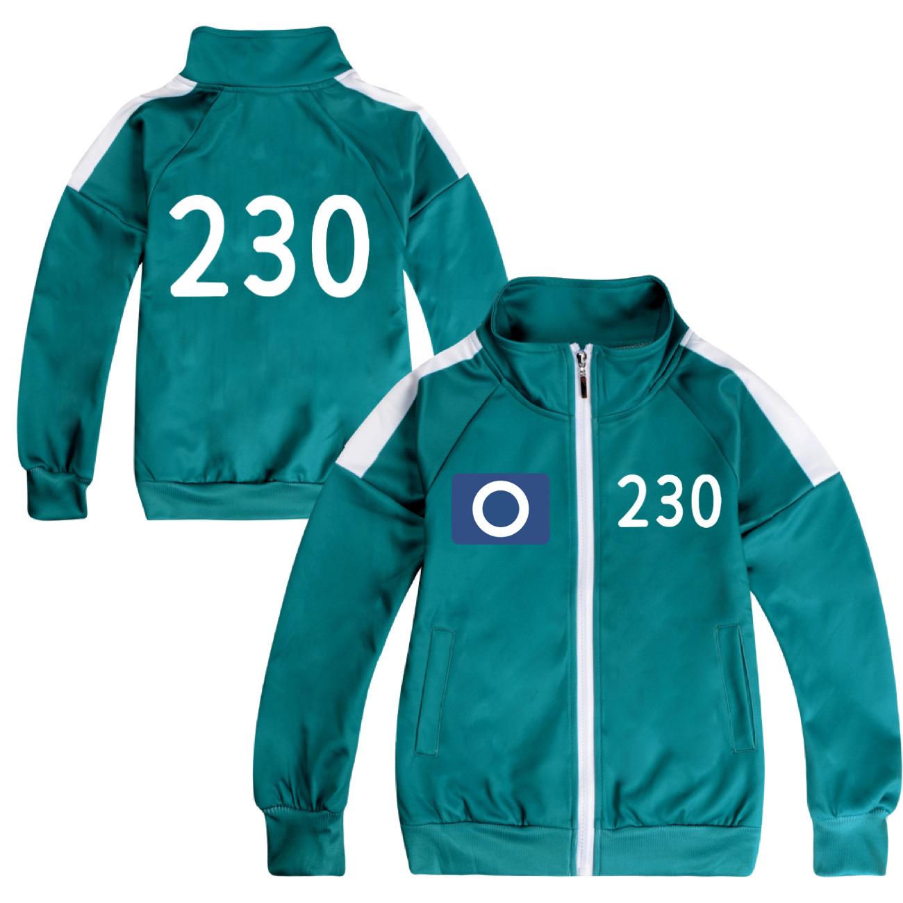 Kinder Jungen Mädchen Game Player Season 2 Print Langarm Reißverschluss Jacke Mantel Set X 456 O 230 Outfit Halloween Cosplay Kostüm 150cm von Joom DACH