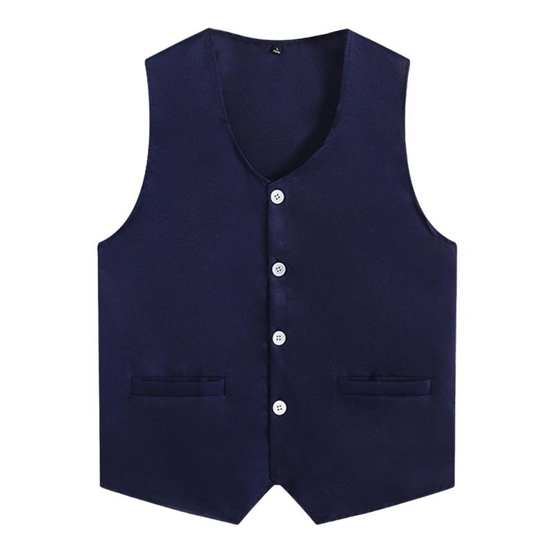 Kinder Jungen Mädchen Knopf Freiwilligen Weste Einfarbig V-Ausschnitt Ärmellos Unregelmäßiger Saum Weste Freiwilligen Aktivitäten Uniform 15-16 Years navy blau von Joom DACH