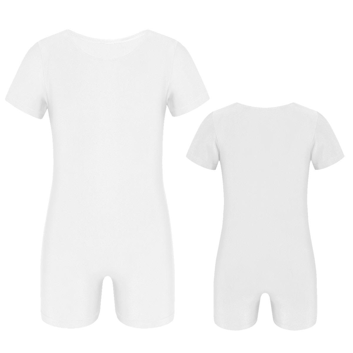 Kinder Jungen Mädchen Kurzarm Einfarbig Dehnbar Ballett Tanz Gymnastik Trikot Overall Unitard weiß von Joom DACH