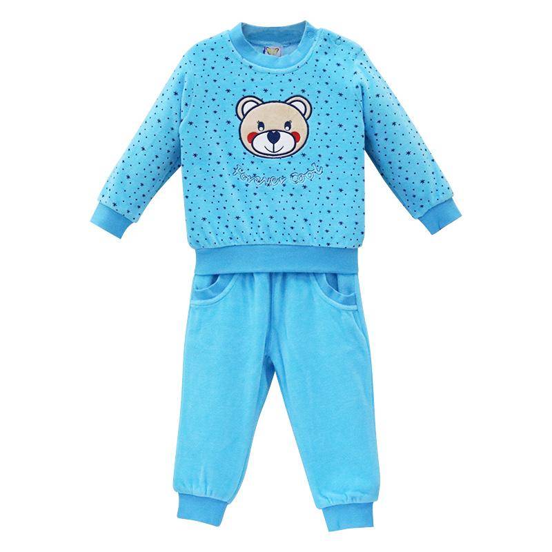 Kinder Jungen Mädchen Velour Winter Hemd Set Casual Set Sport Outfits Taste Warme Kleidung T-shirt Langarm Hosen Kleidung 1Y blau von Joom DACH