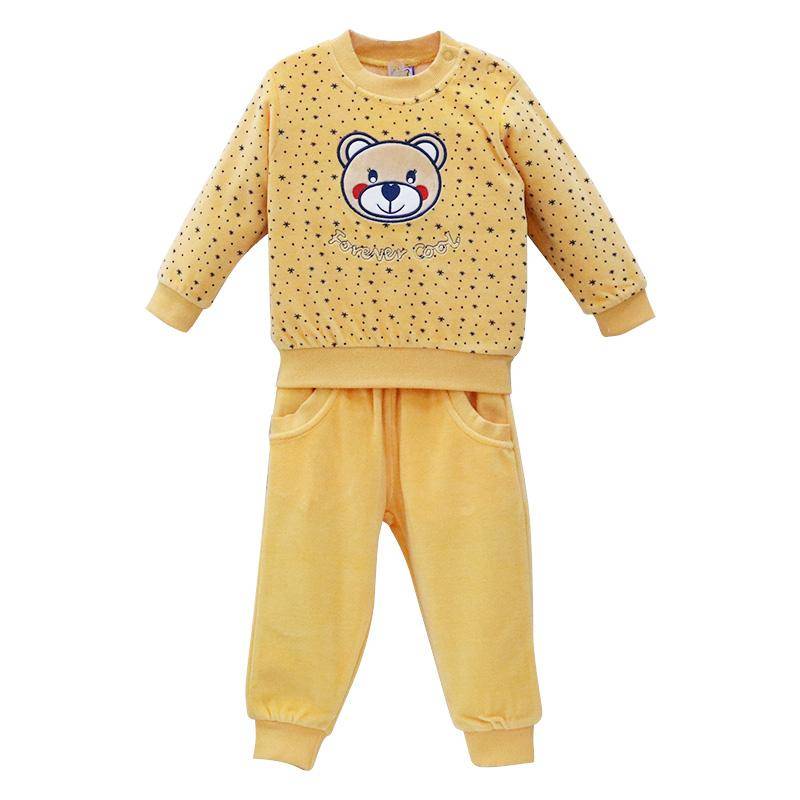 Kinder Jungen Mädchen Velour Winter Hemd Set Casual Set Sport Outfits Taste Warme Kleidung T-shirt Langarm Hosen Kleidung 3Y gelb von Joom DACH