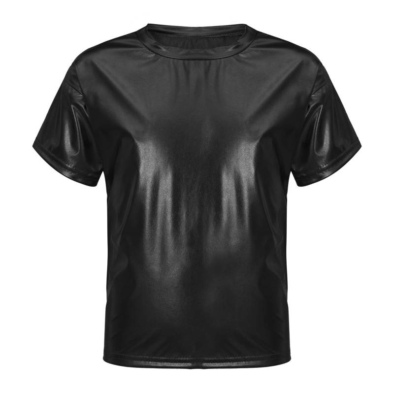 Kinder Jungen Mädchen glänzende metallische Kurzarm-T-Shirts Tanz-Performance-Oberteile Party glitzernde Outfits 2-3 Years von Joom DACH