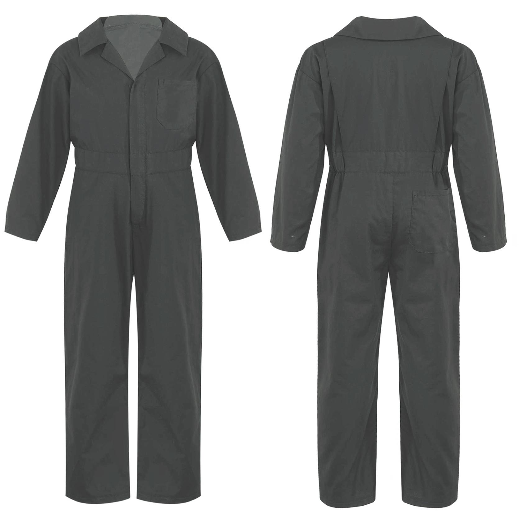 Kinder Jungen Mode Mechaniker Overalls Langarm Umlegekragen Reißverschluss Vorne Overall Halloween Cosplay Kostüm 13-14 Years grau von Joom DACH