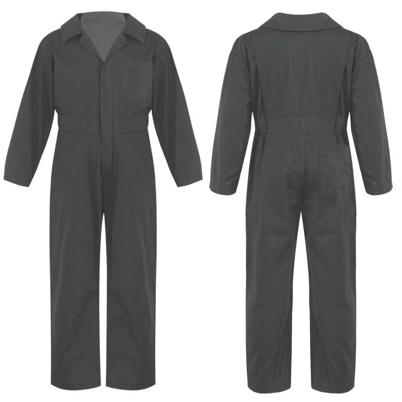 Kinder Jungen Mode Mechaniker Overalls Langarm Umlegekragen Reißverschluss Vorne Overall Halloween Cosplay Kostüm 13-14 Years grau von Joom DACH
