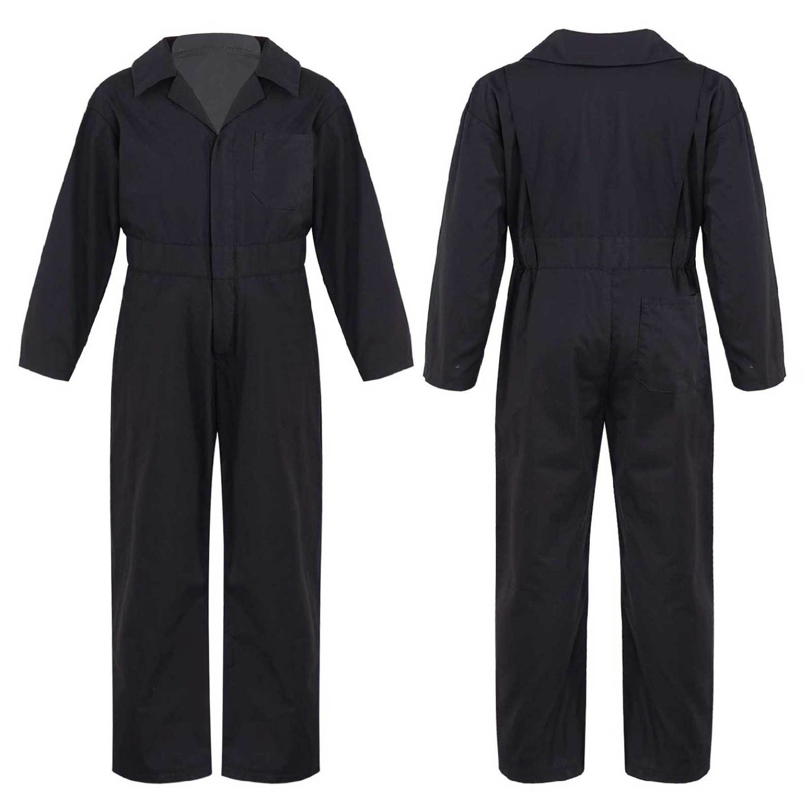 Kinder Jungen Mode Mechaniker Overalls Langarm Umlegekragen Reißverschluss Vorne Overall Halloween Cosplay Kostüm 15-16 Years schwarz von Joom DACH