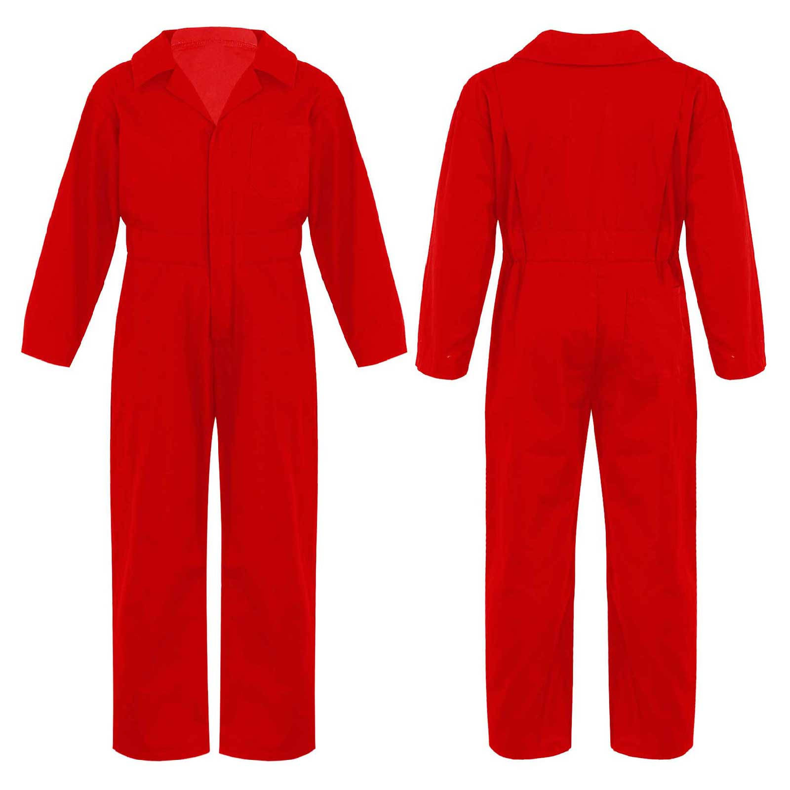 Kinder Jungen Mode Mechaniker Overalls Langarm Umlegekragen Reißverschluss Vorne Overall Halloween Cosplay Kostüm 5-6 Years rot von Joom DACH