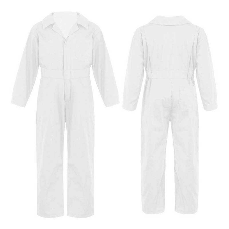 Kinder Jungen Mode Mechaniker Overalls Langarm Umlegekragen Reißverschluss Vorne Overall Halloween Cosplay Kostüm 7-8 Years elfenbein von Joom DACH