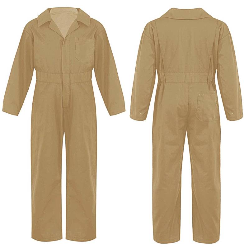 Kinder Jungen Mode Mechaniker Overalls Langarm Umlegekragen Reißverschluss Vorne Overall Halloween Cosplay Kostüm 7-8 Years khaki von Joom DACH
