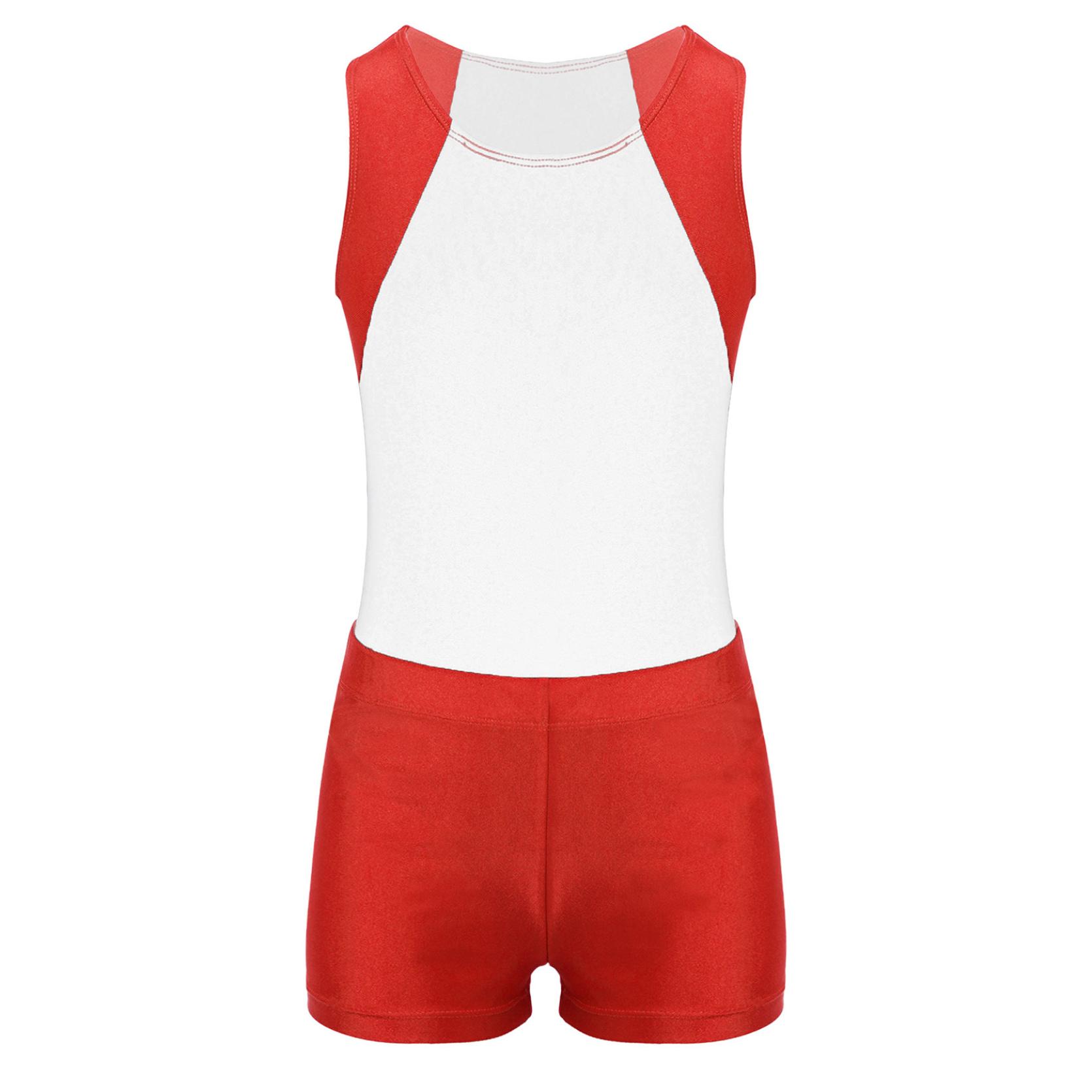 Kinder-Jungen-Rundhals-Trikot-Bodysuit-Overall mit Shorts-Set für Gymnastik-Yoga-Workout-Wettbewerb 5-6 Years weiß von Joom DACH