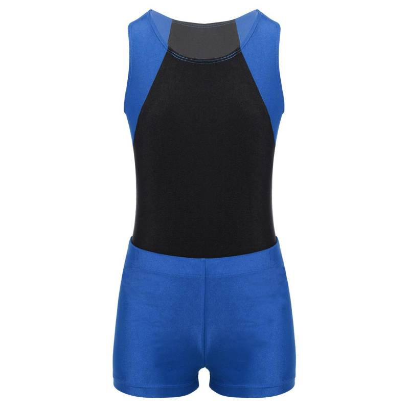 Kinder-Jungen-Rundhals-Trikot-Bodysuit-Overall mit Shorts-Set für Gymnastik-Yoga-Workout-Wettbewerb 7-8 Years blau von Joom DACH