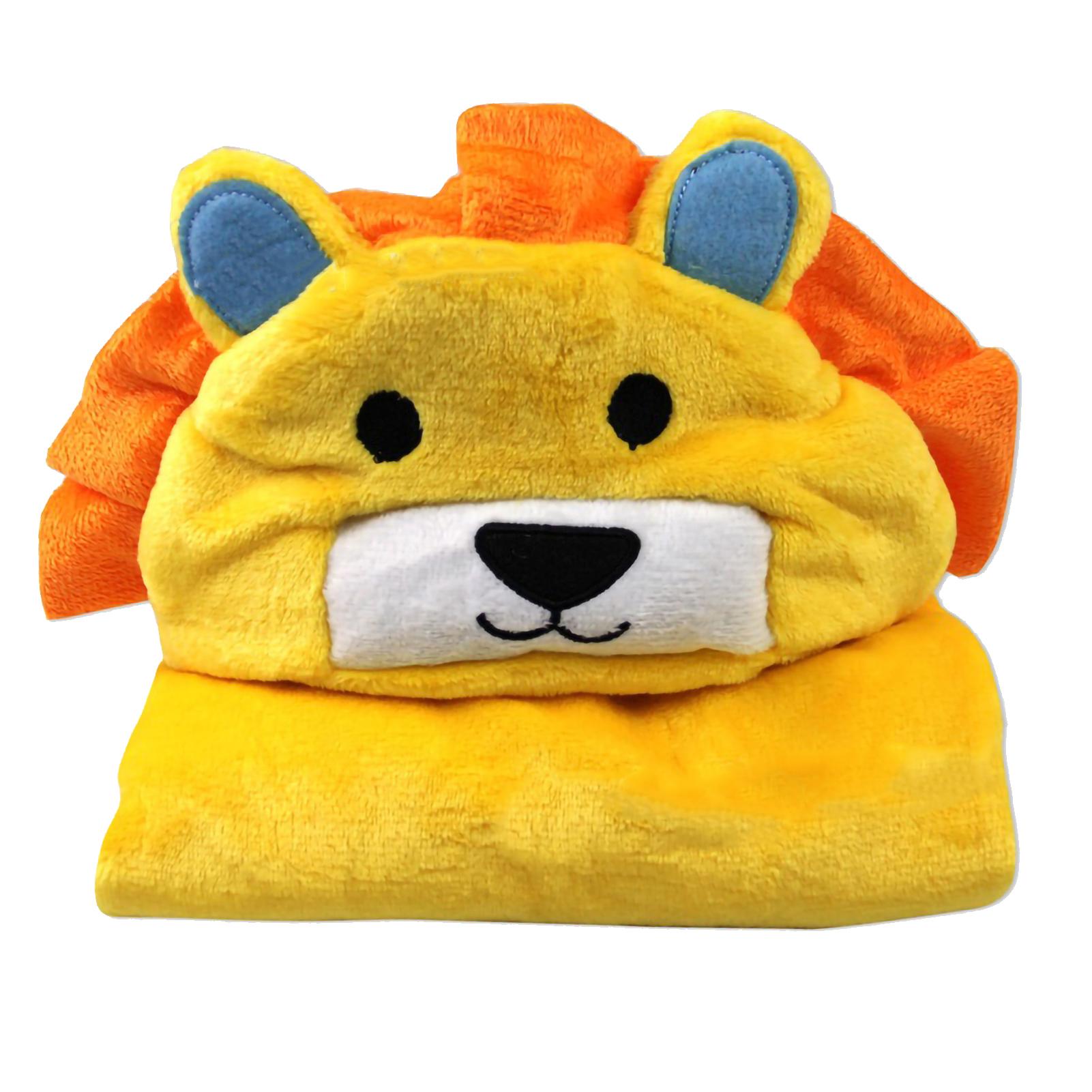Kinder-Kapuzendecke, tragbare Decke, weicher, gemütlicher Korallensamt, Umhang in Tierform für Babys und Kinder gelb von Joom DACH