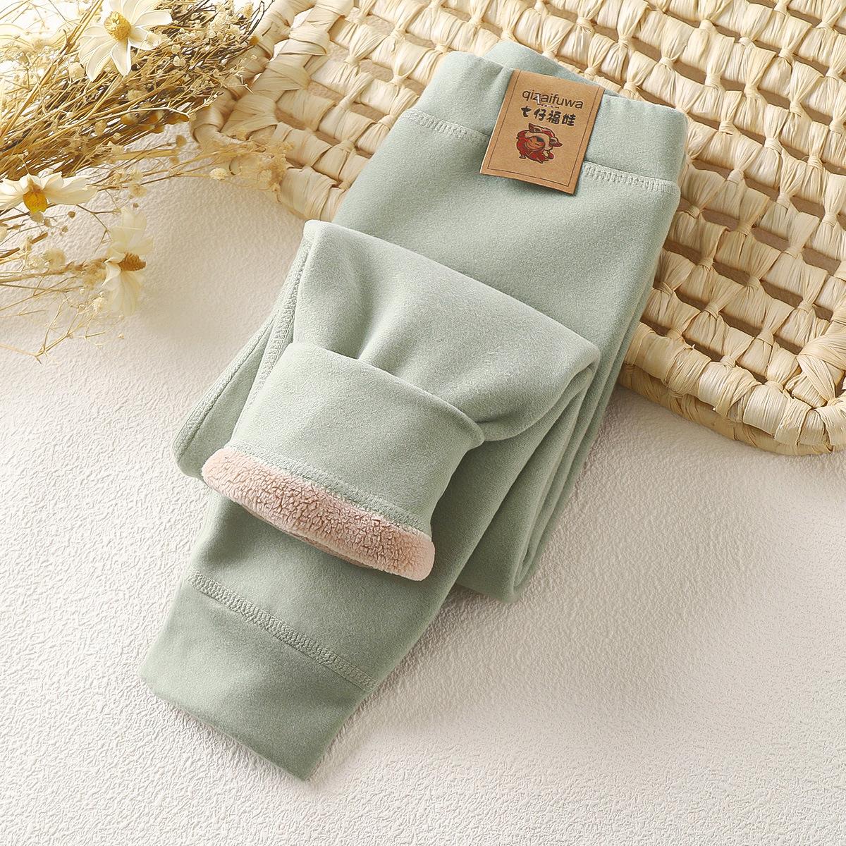 Kinder Kaschmir Hosen Jungen Mädchen Herbst und Winter Thermo Hosen Große Kinder Dicke Kaschmir Lange Unterhosen Leggings 90 grün von Joom DACH