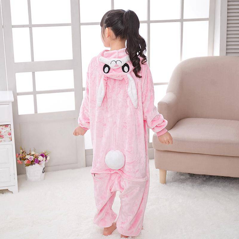 Kinder Kigurumi Katze Onesie Pyjama Mädchen Overall Tier Nachtwäsche Overall Kapuze Pyjama Ohne Schuhe 7T hellrosa von Joom DACH