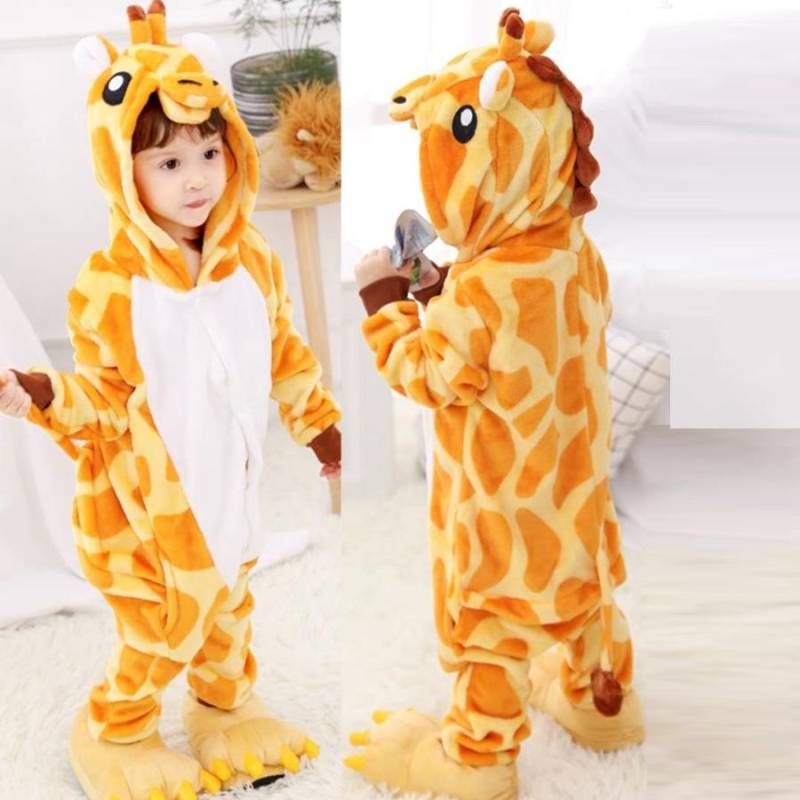 Kinder Kigurumi Katze Onesie Pyjama Mädchen Overall Tier Nachtwäsche Overall Kapuze Pyjama ohne Schuhe 8T weiß/orange von Joom DACH