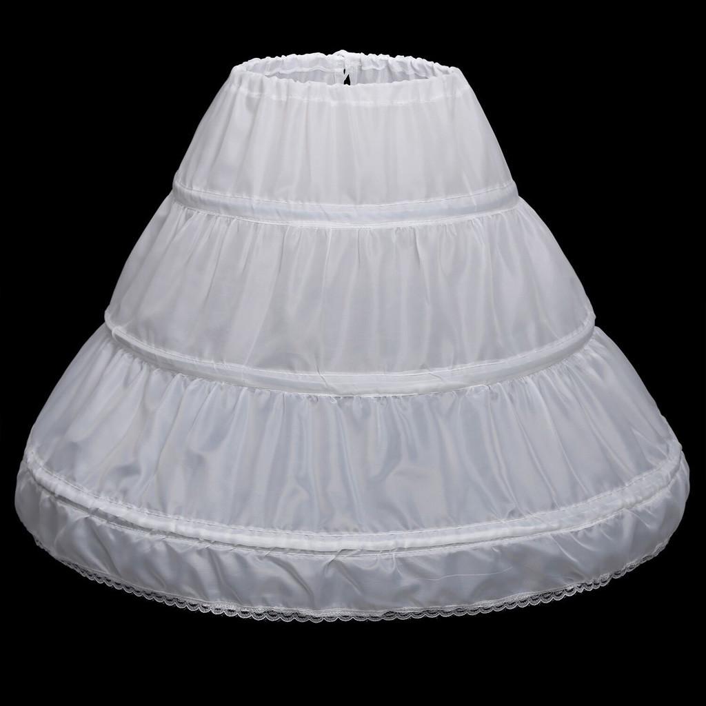Kinder-Kind-Mädchen-3-Reifen-Petticoat, voller Slip, Blumenmädchen-Krinoline-Rock 55CM weiß von Joom DACH