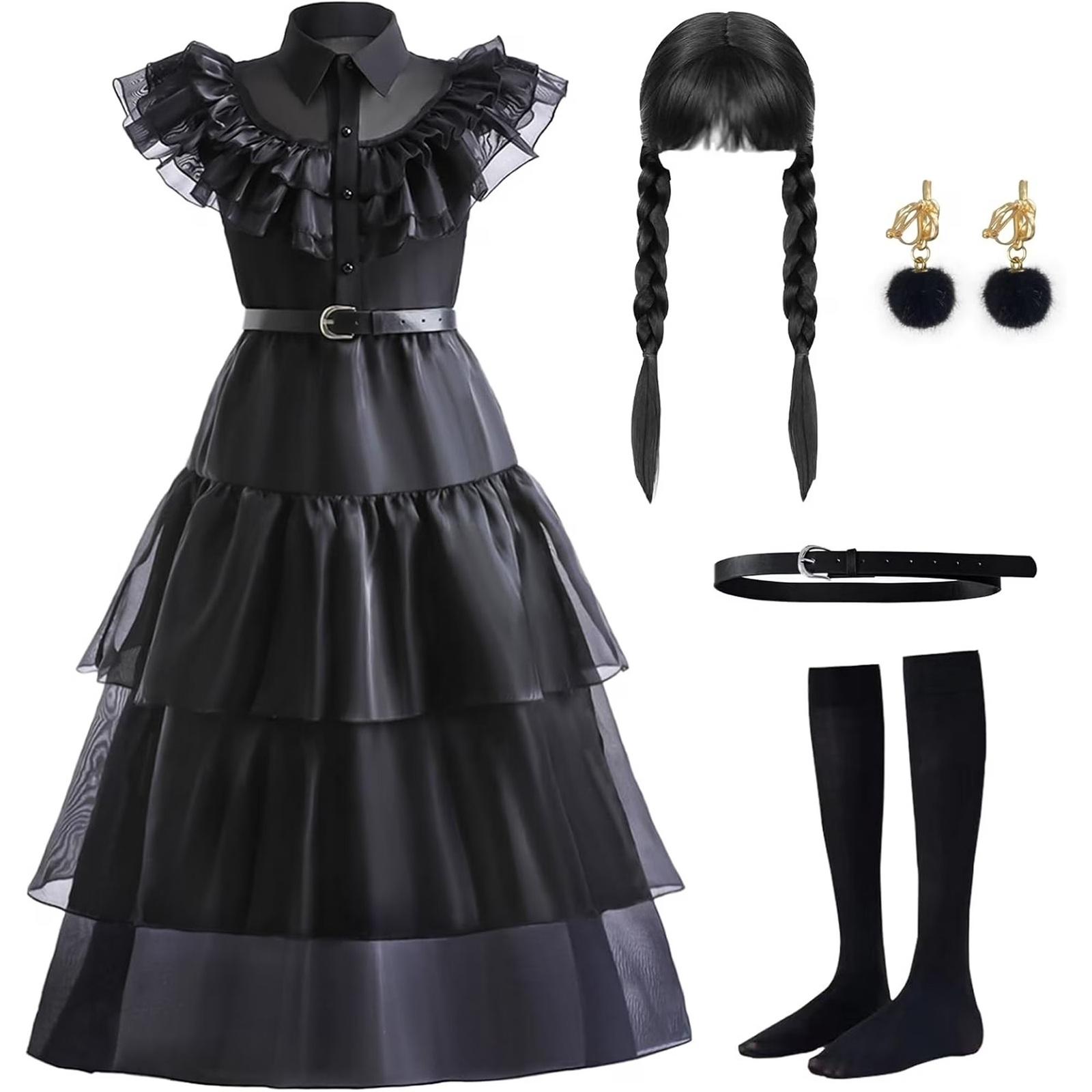 Kinder Kleid Kostüme Kleid Cosplay Party Kostüm 130 schwarz von Joom DACH