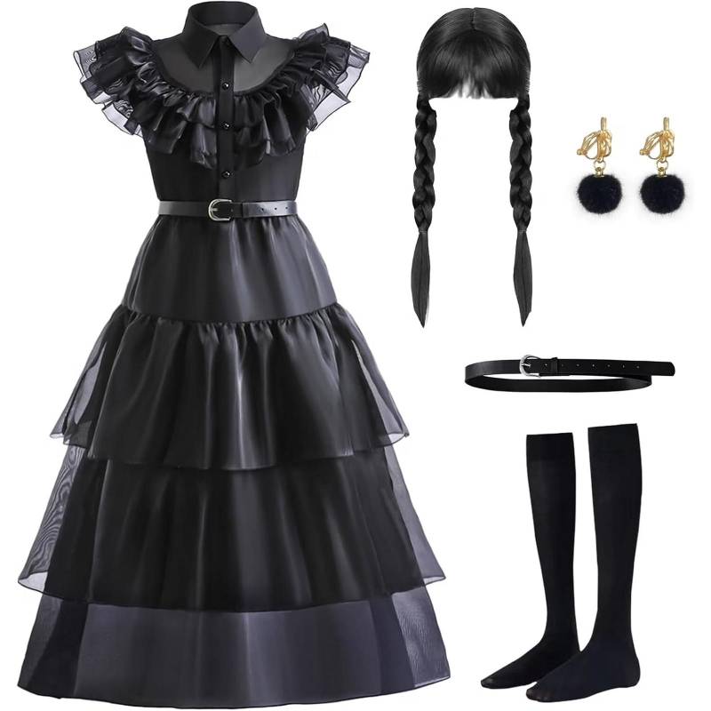 Kinder Kleid Kostüme Kleid Cosplay Party Kostüm 130 schwarz von Joom DACH