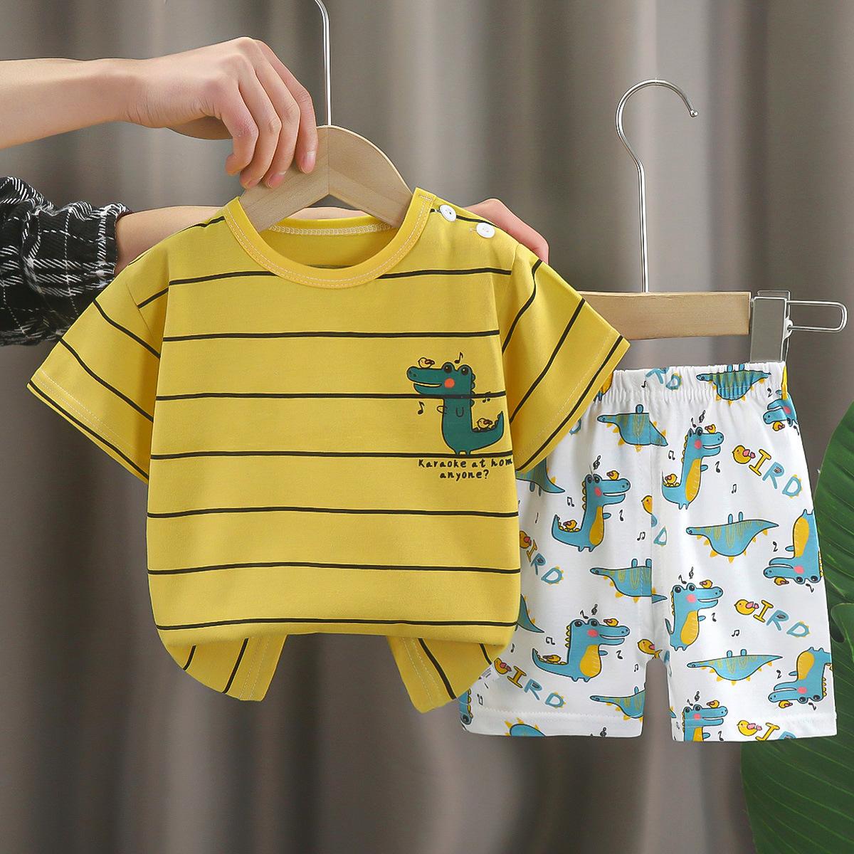 Kinder Kleidung Kinder Sets Jungen Mädchen T-shirt Shorts 2PCS Sommer Baumwolle Kurzarm Baby Kinder Kleidung Kleinkind Anzug 110cm von Joom DACH