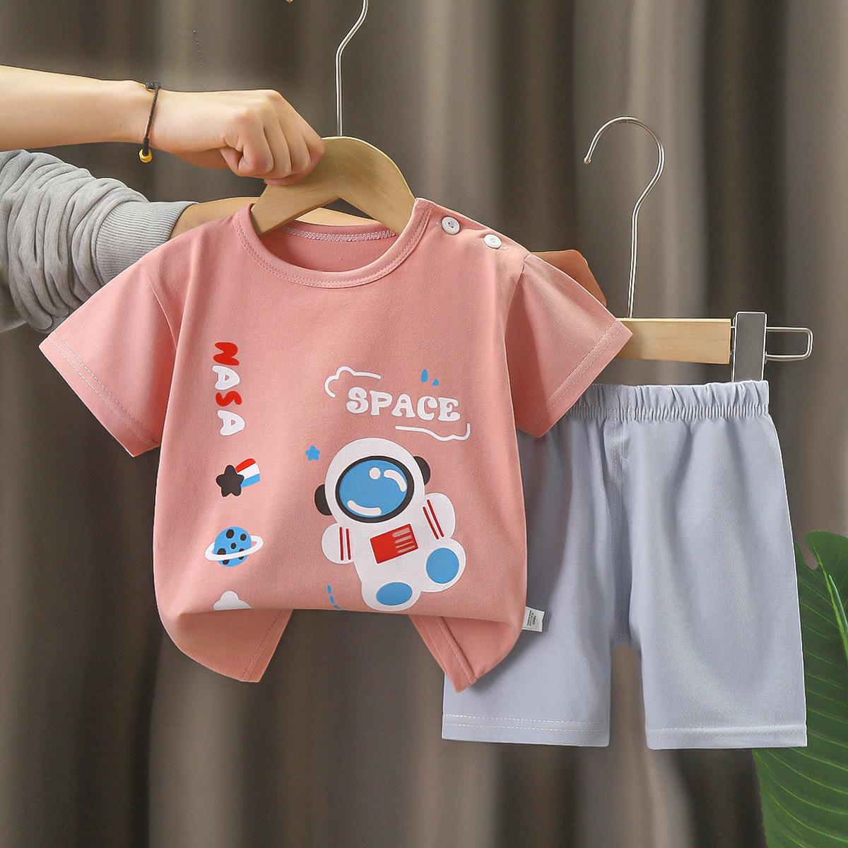 Kinder Kleidung Kinder Sets Jungen Mädchen T-shirt Shorts 2PCS Sommer Baumwolle Kurzarm Baby Kinder Kleidung Kleinkind Anzug 73CM von Joom DACH