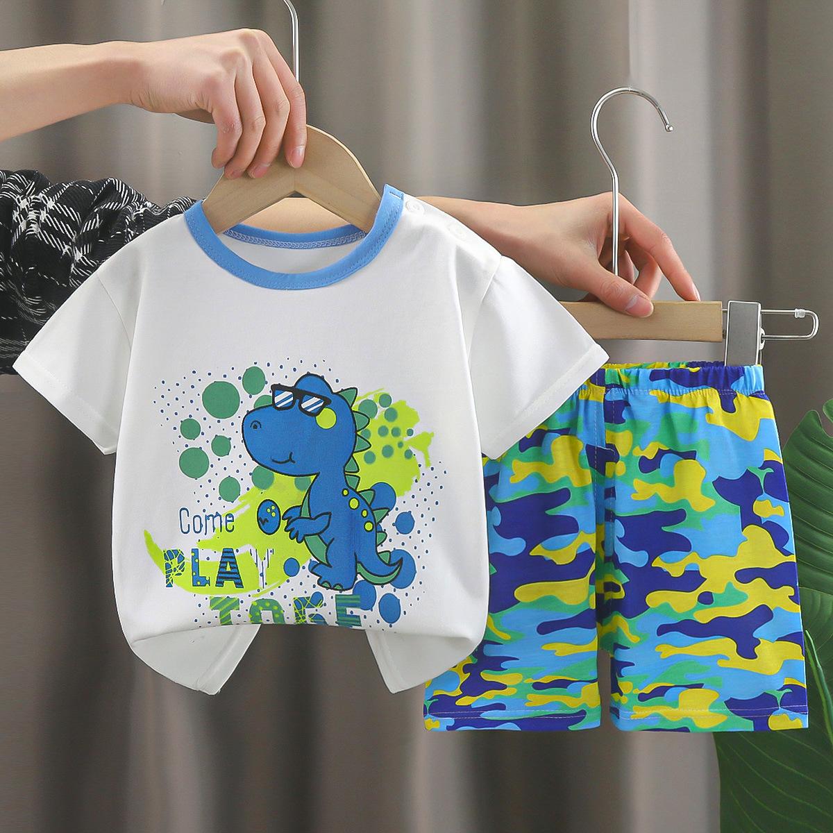 Kinder Kleidung Kinder Sets Jungen Mädchen T-shirt Shorts 2PCS Sommer Baumwolle Kurzarm Baby Kinder Kleidung Kleinkind Anzug 80cm von Joom DACH