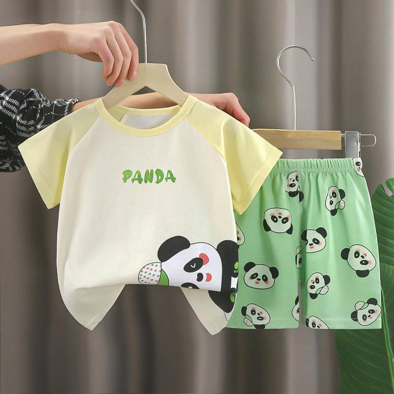Kinder Kleidung Kinder Sets Jungen Mädchen T-shirt Shorts 2PCS Sommer Baumwolle Kurzarm Baby Kinder Kleidung Kleinkind Anzug 90cm von Joom DACH