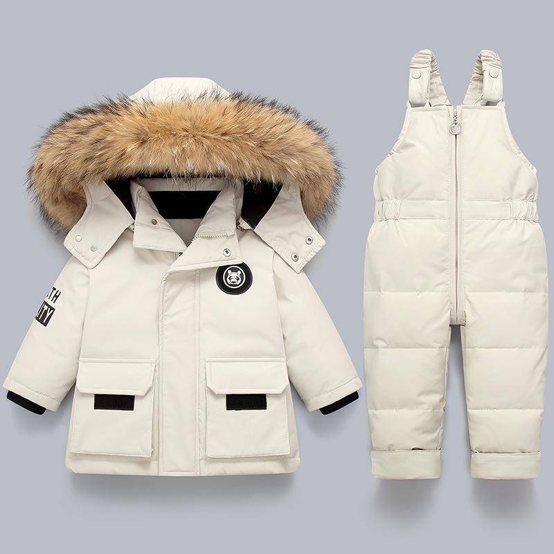 Kinder Kleidung Set 2 stücke Baby Winter Warme Daunen Jacken Jungen Verdicken Overall Infant Overalls Baby Mädchen Kleidung Kinder Schneeanzug 110(4T) weiß von Joom DACH