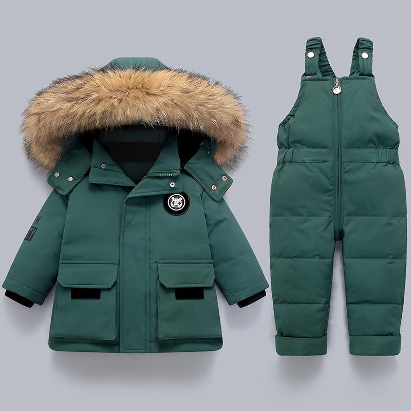 Kinder Kleidung Set 2 stücke Baby Winter Warme Daunen Jacken Jungen Verdicken Overall Infant Overalls Baby Mädchen Kleidung Kinder Schneeanzug 80(12M) von Joom DACH