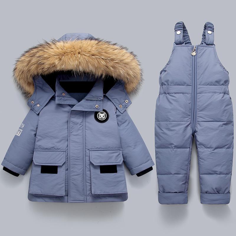 Kinder Kleidung Set 2 stücke Baby Winter Warme Daunen Jacken Jungen Verdicken Overall Infant Overalls Baby Mädchen Kleidung Kinder Schneeanzug 90(18-24M) blau von Joom DACH