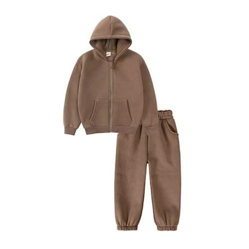 Kinder Kleidung Set Casual Jungen Sportswear Herbst Winter Fleece Dicke Warme Hoodies Zwei Stücke Schule Kinder Trainingsanzug 2-10 Jahre 120 braun von Joom DACH