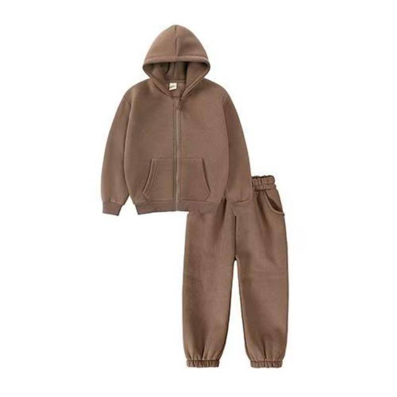 Kinder Kleidung Set Casual Jungen Sportswear Herbst Winter Fleece Dicke Warme Hoodies Zwei Stücke Schule Kinder Trainingsanzug 2-10 Jahre 120 braun von Joom DACH