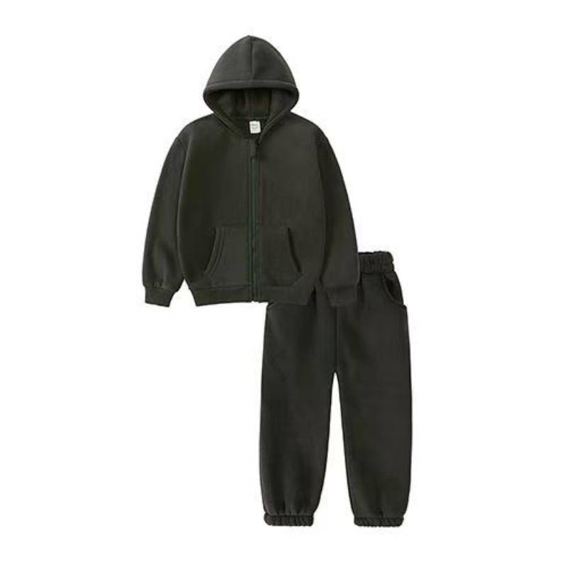 Kinder Kleidung Set Casual Jungen Sportswear Herbst Winter Fleece Dicke Warme Hoodies Zwei Stücke Schule Kinder Trainingsanzug 2-10 Jahre 150 schwarz von Joom DACH