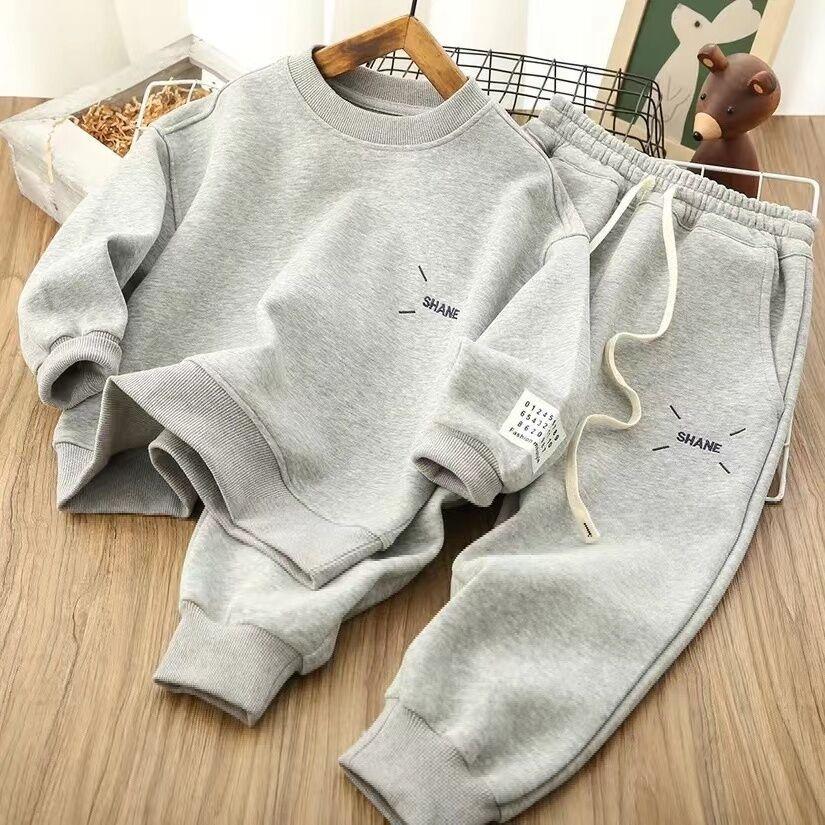 Kinder Kleidung Set Frühling Herbst Mädchen Jungen Lange ärmeln Sport Anzüge Kinder Teenager Jacke + Hosen 2 stücke Sets Kleidung trainingsanzüge 120cm grau von Joom DACH