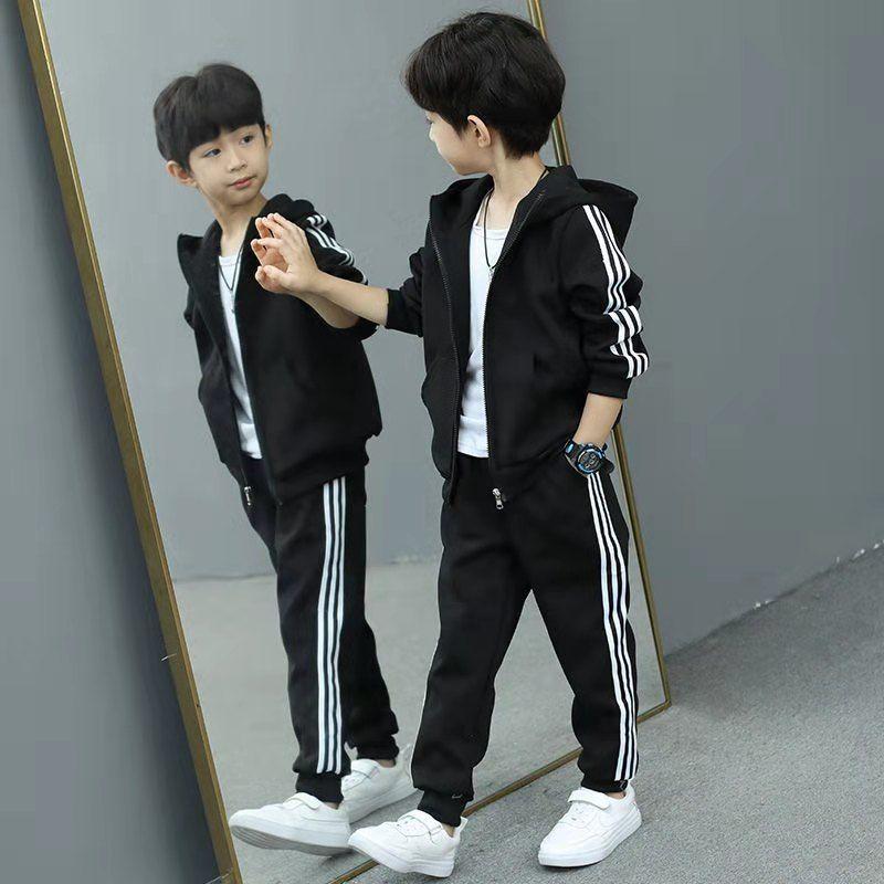 Kinder Kleidung Set Frühling Herbst Mädchen Jungen Lange ärmeln Sport Anzüge Kinder Teenager Jacke + Hosen 2 stücke Sets Kleidung trainingsanzüge 160cm schwarz von Joom DACH