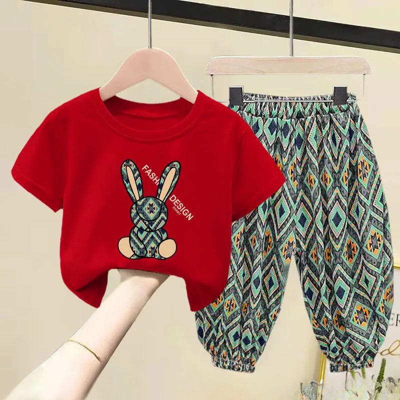 Kinder Kleidung Sets Jungen Mädchen Sommer Mutter Kinder Kleidung Baumwolle T-shirt Kurzen Ärmeln Hosen 2 stücke Anzug Baby Kleidung 120 rot von Joom DACH