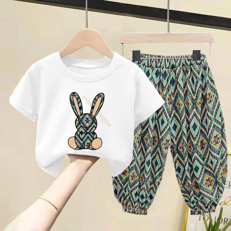 Kinder Kleidung Sets Jungen Mädchen Sommer Mutter Kinder Kleidung Baumwolle T-shirt Kurzen Ärmeln Hosen 2 stücke Anzug Baby Kleidung 90 weiß von Joom DACH