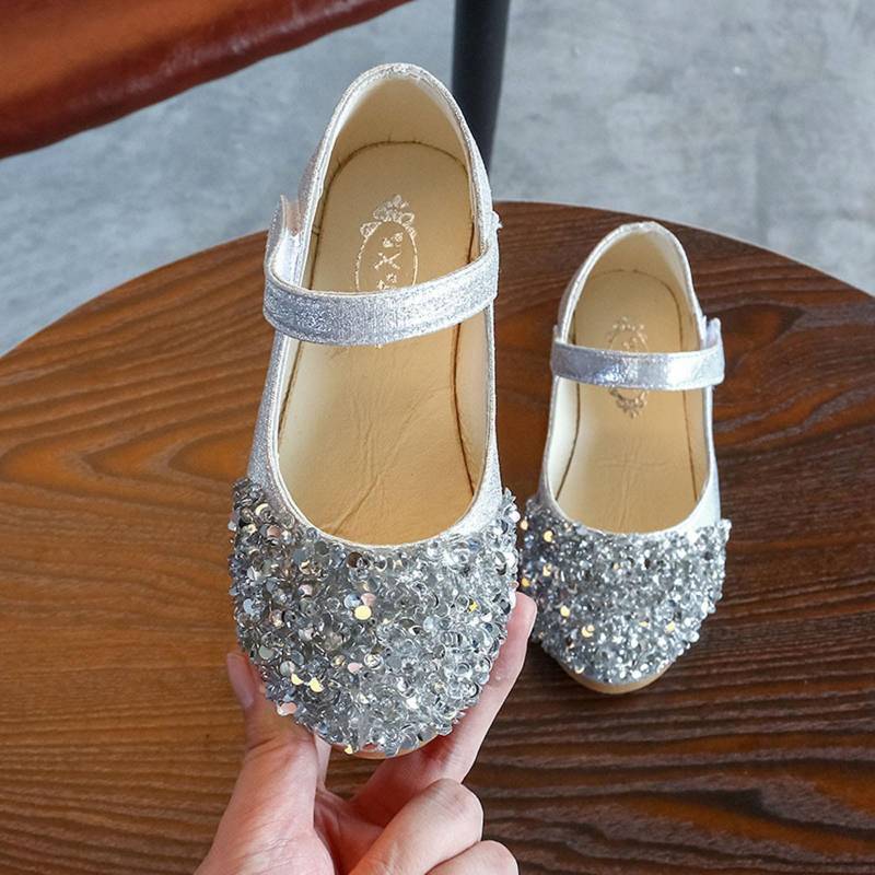 Kinder Kleinkind Kleinkind Baby Mädchen Kristall Leder Einzelne Schuhe Party Prinzessin Schuhe 24 silber von Joom DACH