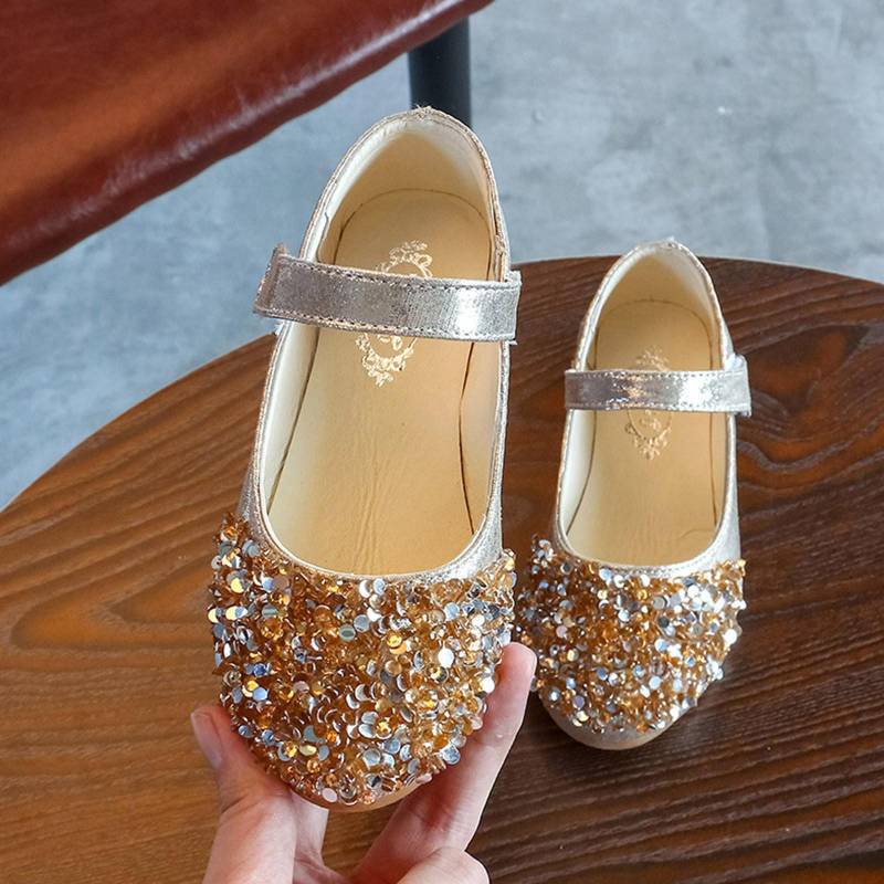 Kinder Kleinkind Kleinkind Baby Mädchen Kristall Leder Einzelne Schuhe Party Prinzessin Schuhe 25 gold von Joom DACH