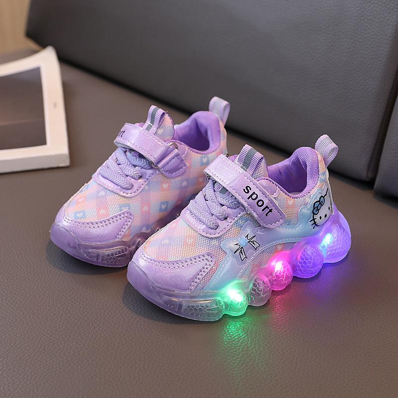 Kinder LED Licht Sportschuhe Frühling und Herbst Weichsohlige Einzelne Schuhe für Mädchen 30 violett von Joom DACH