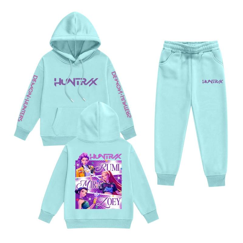 Kinder Langarm Lockerer Pullover Buchstaben-Print Kordelzug Kapuzen-Sweatshirt Set 160 von Joom DACH