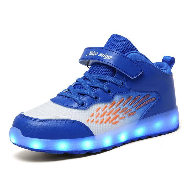 Kinder Leucht Schuhe Neue Frühjahr und Sommer Mesh Atmungsaktiv Jugendliche Studenten Jungen und Mädchen Lade Licht Schuhe 31 blau von Joom DACH