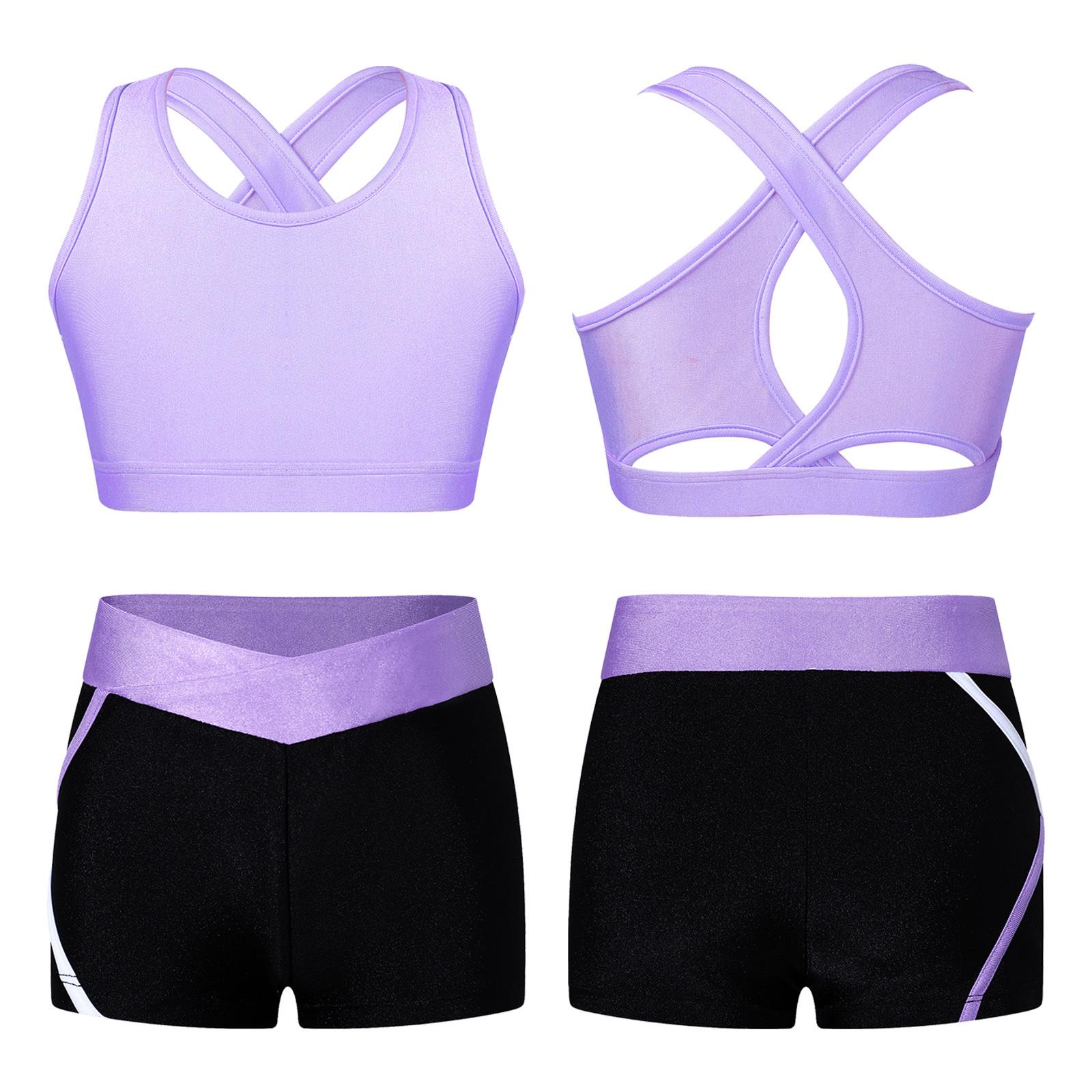 Kinder Mädchen 2 Stück Tanz Sport Outfits Gymnastik Crop Top mit Booty Shorts Trainingsanzug Badeanzug Kleidung 7-8 Years lavendel Kinder Mädchen 2 Stück Tanz Sport Outfits Gymnastik Crop Top mit Booty Shorts Trainingsanzug Badeanzug Kleidung 7-8 Years lavendel von Joom DACH
