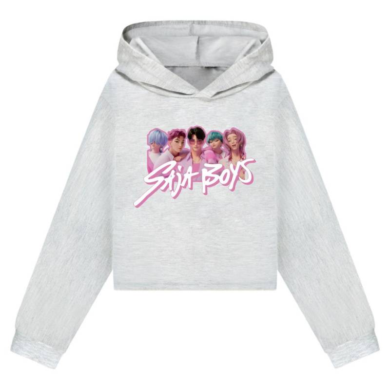 Kinder Mädchen Anime Cartoon POP Sängerin Super Star Rumi Mira Zoey Saja Jungen Bedruckt Lässig Langärmlig Kapuzenpullover Sweatshirt Oberteil 140Cm grau von Joom DACH