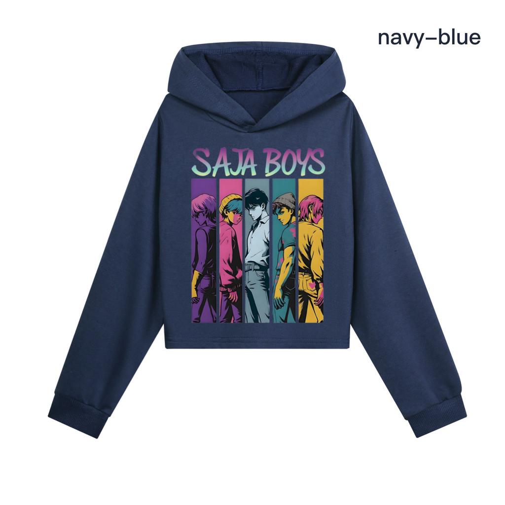 Kinder Mädchen Anime Cartoon POP Sängerin Super Star Rumi Mira Zoey Saja Jungen Bedruckt Lässig Langärmlig Kapuzenpullover Sweatshirt Oberteil 140Cm navy blau von Joom DACH