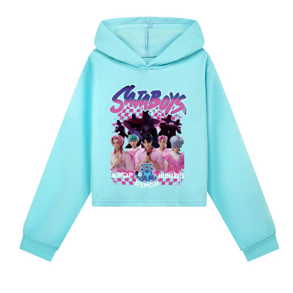 Kinder Mädchen Anime Cartoon POP Sängerin Super Star Rumi Mira Zoey Saja Jungen Bedruckt Lässig Langärmlig Kapuzenpullover Sweatshirt Oberteil 150Cm himmelblaue von Joom DACH