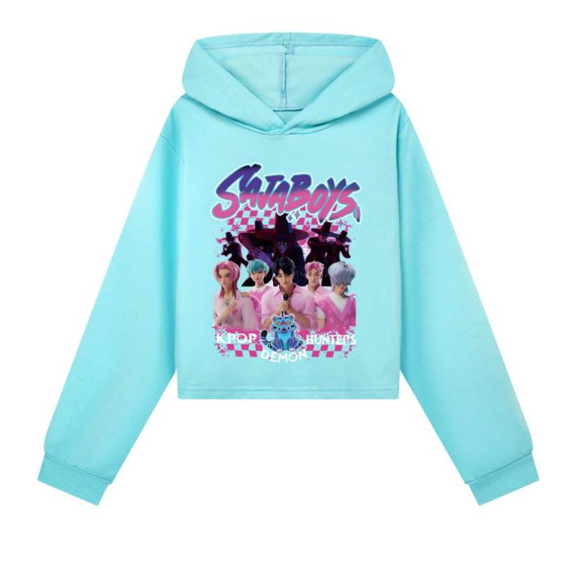 Kinder Mädchen Anime Cartoon POP Sängerin Super Star Rumi Mira Zoey Saja Jungen Bedruckt Lässig Langärmlig Kapuzenpullover Sweatshirt Oberteil 150Cm himmelblaue von Joom DACH