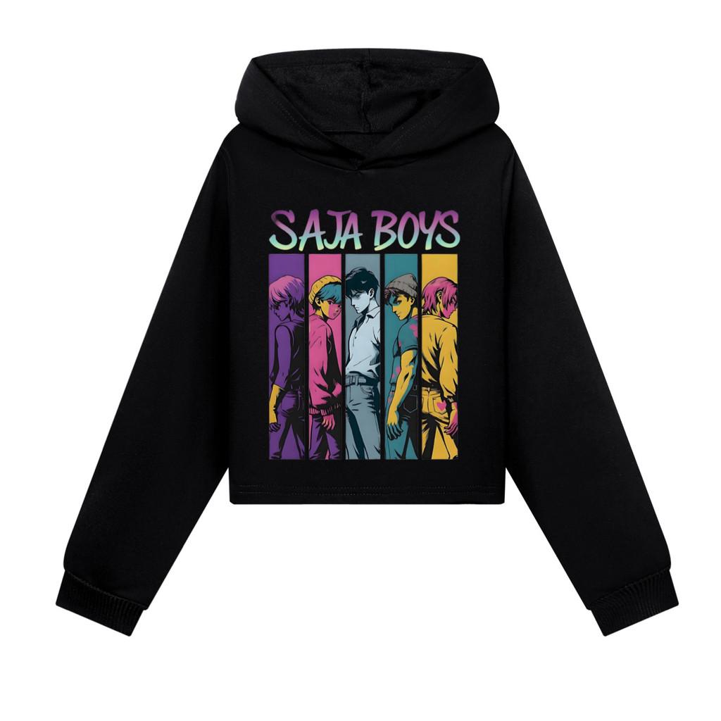 Kinder Mädchen Anime Cartoon POP Sängerin Super Star Rumi Mira Zoey Saja Jungen Bedruckt Lässig Langärmlig Kapuzenpullover Sweatshirt Oberteil 170Cm schwarz von Joom DACH