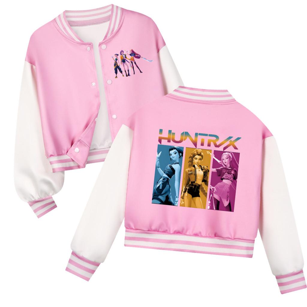 Kinder Mädchen Anime Cartoon POP Sängerin Super Star Rumi Zoey Mira Bedruckte Lässige Langarm Baseballjacke Mantel 110cm rosa von Joom DACH