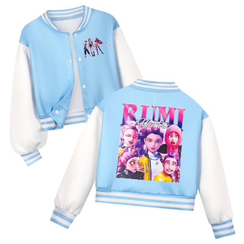 Kinder Mädchen Anime Cartoon POP Sängerin Super Star Rumi Zoey Mira Bedruckte Lässige Langarm Baseballjacke Mantel 130cm himmelblaue von Joom DACH