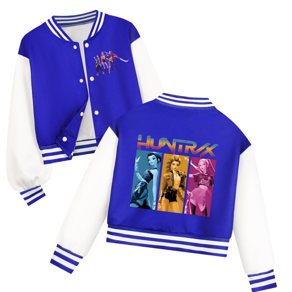 Kinder Mädchen Anime Cartoon POP Sängerin Super Star Rumi Zoey Mira Bedruckte Lässige Langarm Baseballjacke Mantel 140cm blau von Joom DACH